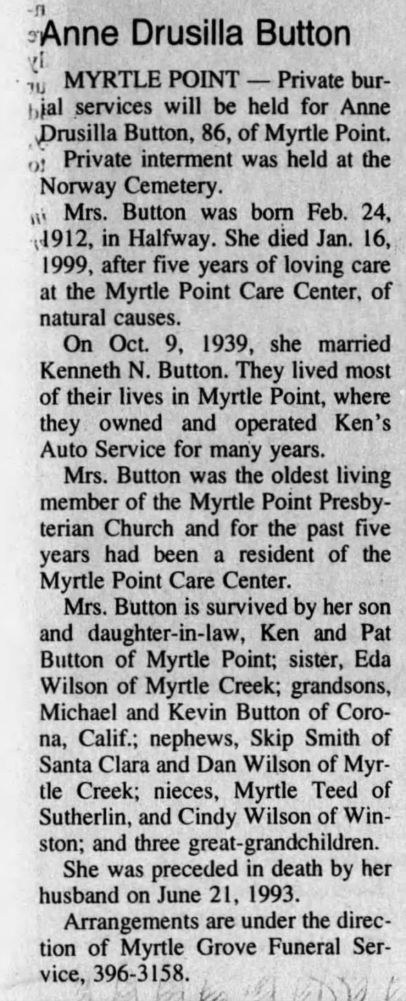 Obituary for Anne jbrusilla Drusilla (Aged 86)